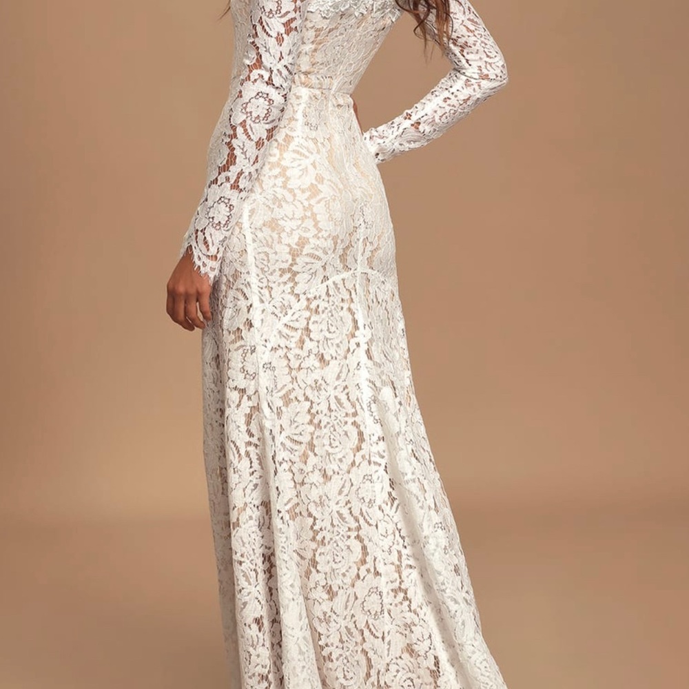 White Lace Off-the-Shoulder Maxi Dress